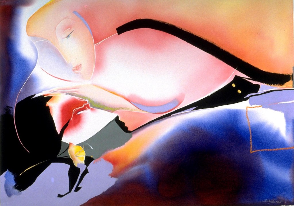 original watercolor painting abstract figurative