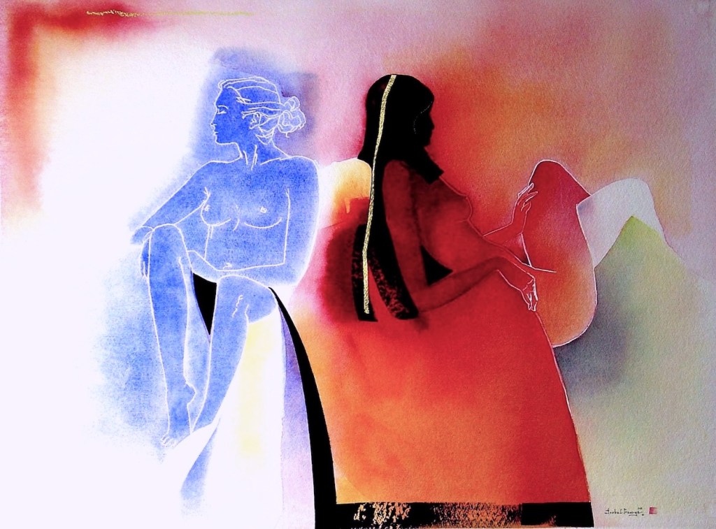 original watercolor painting abstract figurative