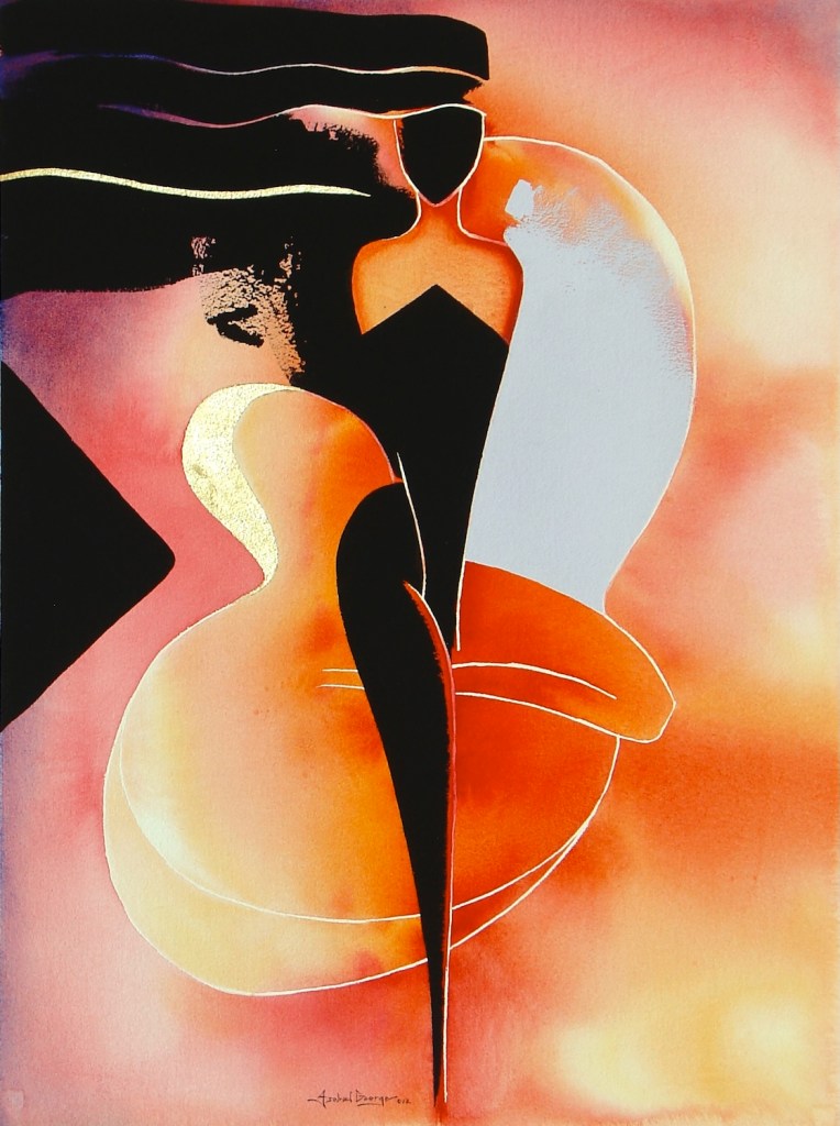 original watercolor painting abstract figurative